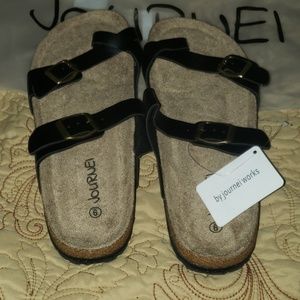 💐JOURNEI FOOTBED SANDALS SIZE 9 BLACK NWT💐